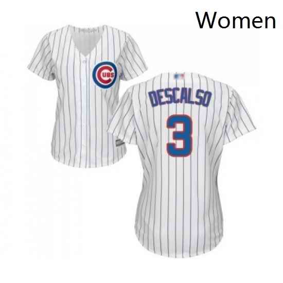 Womens Chicago Cubs 3 Daniel Descalso Authentic White Home Cool Base Baseball Jersey